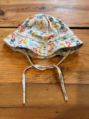 ZUTANO 18M Blue Dog Print Sun Hat Chin Tie 100% Cotton